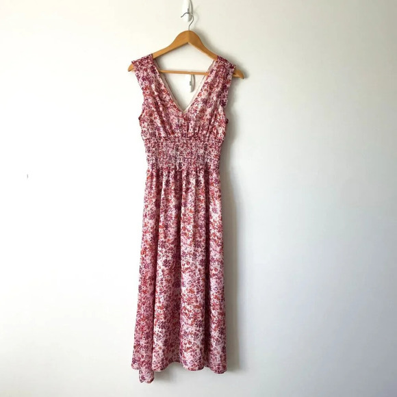 Banana Republic Smocked Maxi Dress in Pink Floral Size 4 - Picture 3 of 8